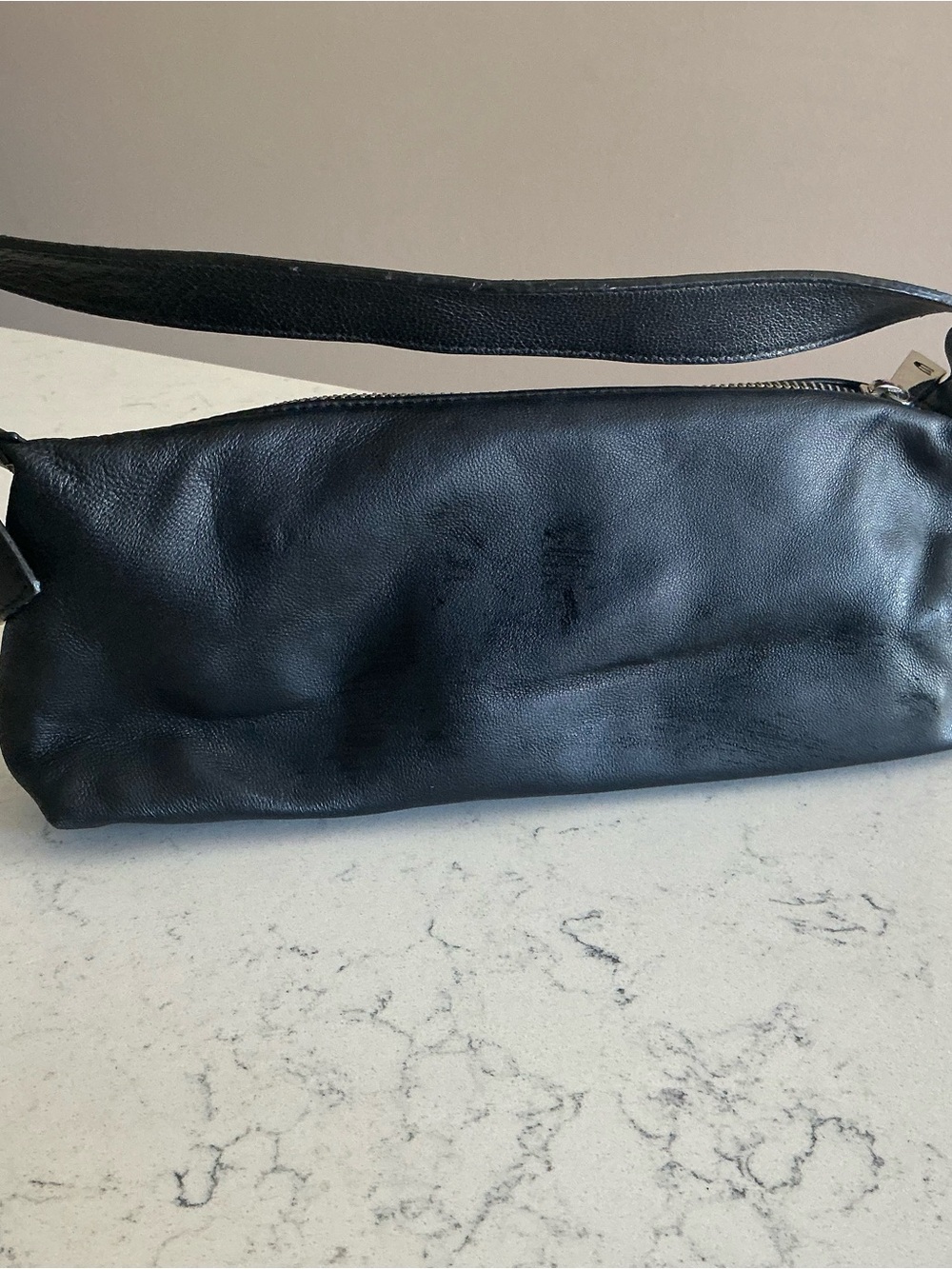 Vtg Express black leather purse with silver O-rings